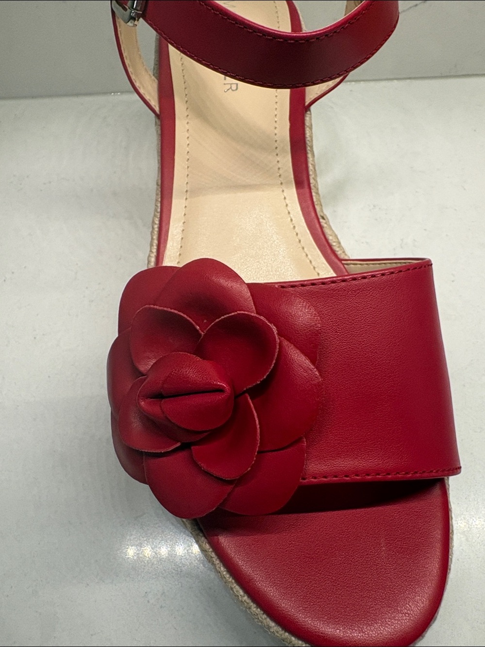 Marc Fisher Women Espadrille Platform Sandals 3D Rose - 10 M - Dark Red - Picture 4 of 7